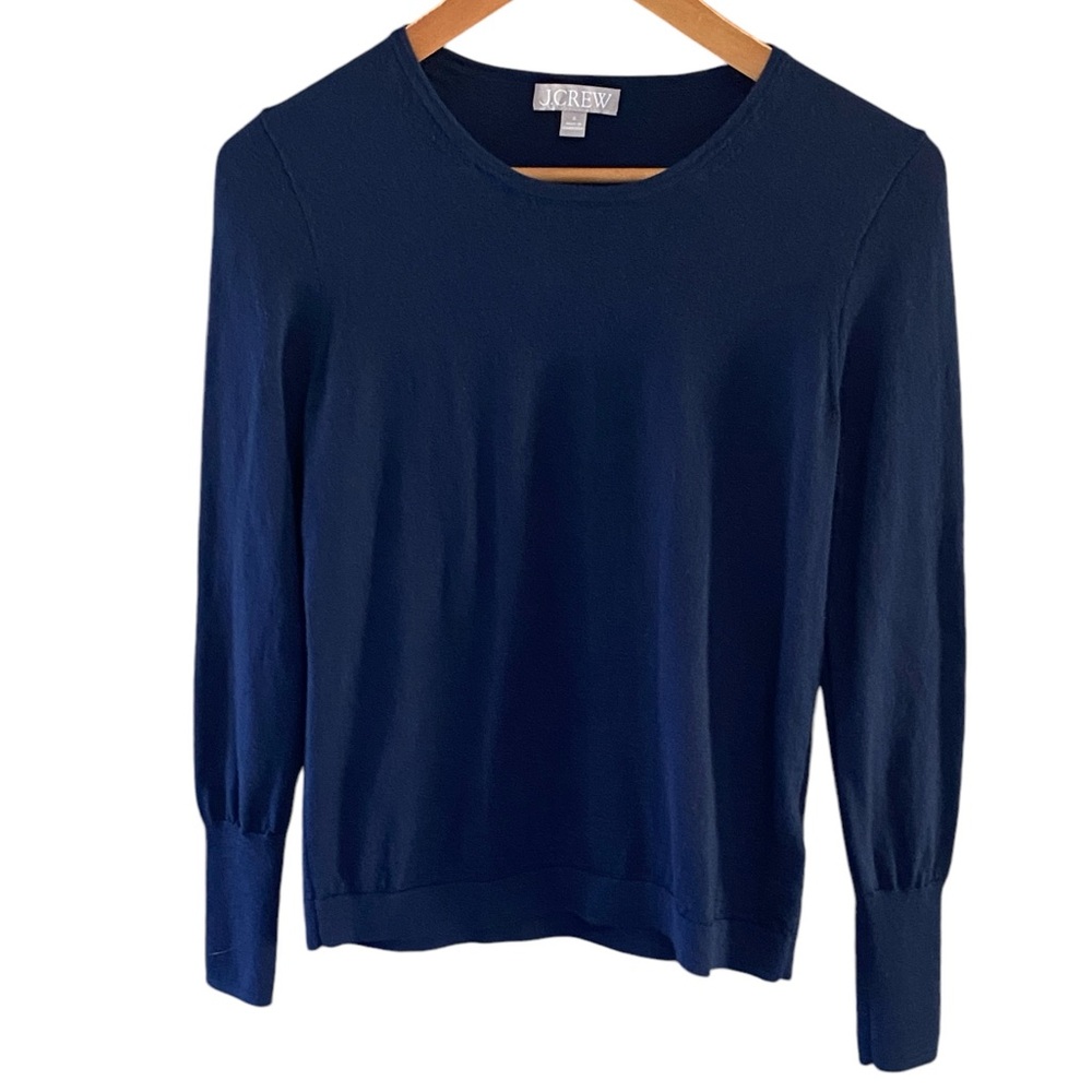 NWOT J. Crew Halle Navy Blue Merino Wool Sweater Size Small - Picture 4 of 8